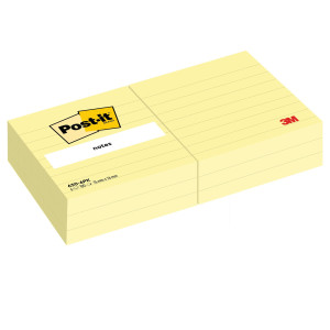 BLOCCO 100FG POST-IT  GIALLO CANARY 76X76MM GIALLO A RIGHE 630-6PK COD. 7100263309