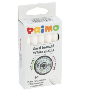 SCATOLA 10 GESSETTI TONDI BIANCO PRIMO COD. 011GB10R CONFEZIONE DA 10