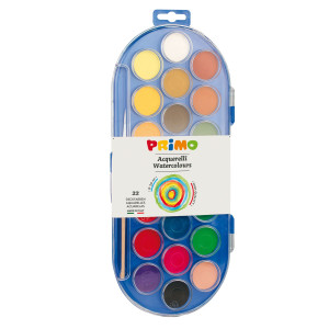 PASTIGLIE ACQUERELLO IN 22 COLORI D 30MM PRIMO COD. 114A22SG