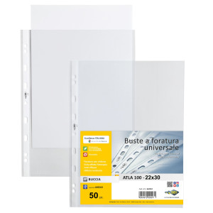 50 BUSTE FORATE ATLA 100 BA MEDIO 22X30CM SEI ROTA COD. 662212