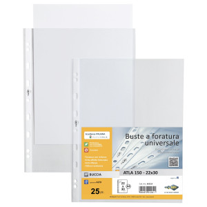 25 BUSTE FORATE ATLA 150 BA 22X30CM PESANTI SEI ROTA COD. 662215