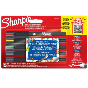ASTUCCIO 5 MARCATORI ACRILICI PUNTA BRUSH COLORI ASSORTITI SHARPIE COD. 2201182
