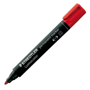 MARCATORE LUMOCOLOR PERMANENT 352 ROSSO P.TONDA STAEDTLER COD. 352-2 CONFEZIONE DA 10