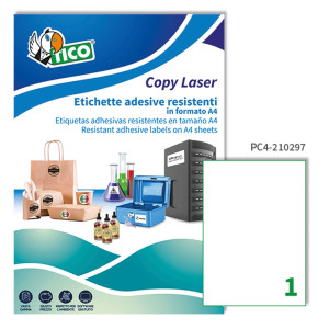 POLIESTERE ADESIVO PC4 TRASPARENTE 100FG A4 210X297MM (1ET/FG) LASER TICO COD. PC4-210297