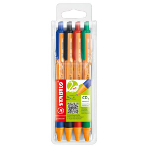 ASTUCCIO 4 PENNA A SFERA A SCATTO POINTBALLÂ® GREEN STABILO 4COLORI COD. 6030/4