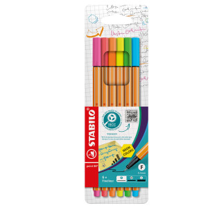 ASTUCCIO 6 PENNARELLI POINT 88 COLORI NEON ASSORTITI 88/6-1 STABILO COD. 88/6-1
