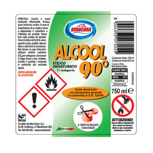 ALCOOL ETILICO 90  DENATURATO 750ML COD. 100105075029
