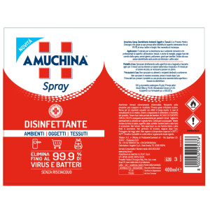 AMUCHINA SPRAY DISINFETTANTE PER AMBIENTI OGGETTI E TESSUTI 400ML COD. 419800