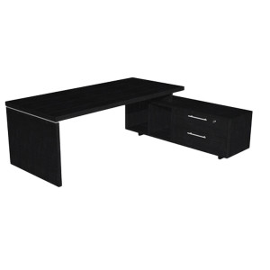 SCRIVANIA MANAGER 210X90CM C/MOBILE SERVIZIO REV. NERO VEN. - PRESTIGE