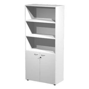ARMADIO MODULARE A 2 ANTE BASSE 90X45,8CM - H200CM BIANCO