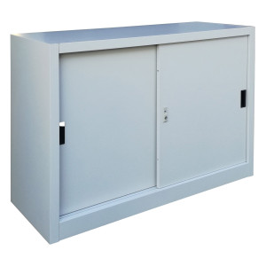 ARMADIO BASSO IN METALLO AD ANTE SCORREVOLI 120X45XH90CM GRIGIO KUB8