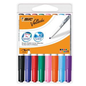 ASTUCCIO 8 PENNARELLI VELLEDA 1741 PUNTA TONDA WHITEBOARD COLORI ASSORTITI BIC COD. 503844