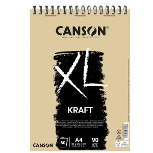 ALBUM SPIRALATO LATO CORTO XL KRAFT A4 60 FG. 90 GR. CANSON COD. 400039141 CONFEZIONE DA 5