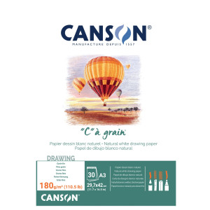 BLOCCO COLLATO LATO CORTO ''C'' A' GRAIN A3 30 FG. 180 GR. CANSON COD. 400060578 CONFEZIONE DA 5