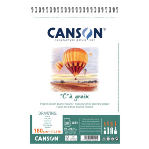 ALBUM SPIRALATO LATO CORTO ''C'' A' GRAIN A4+ 30 FG. 180 GR. CANSON COD. 400060604 CONFEZIONE DA 10