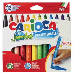 ASTUCCIO 12 PENNARELLI JUMBO LAVABILI COLORI ASSORTITI CARIOCA COD. 40569