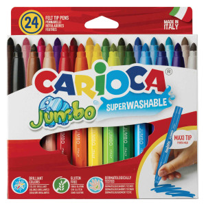 ASTUCCIO 24 PENNARELLI JUMBO LAVABILI COLORI ASSORTITI CARIOCA COD. 40570