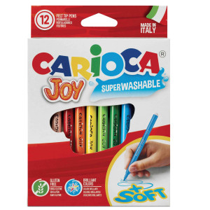 SCATOLA 12 PENNARELLI JOY LAVABILI COLORI ASSORTITI CARIOCA COD. 40614