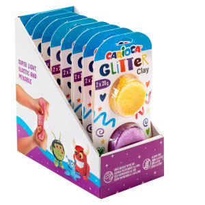 EXPO 8 BLISTER DA 2 X 20GR MODEL LIGHT GLITTER COLORI ASSORTITI CARIOCA COD. 52016