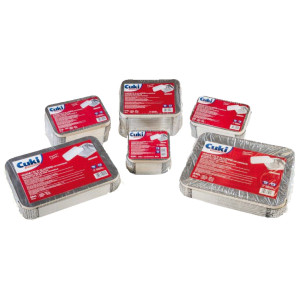 PACK 50 CONTENITORI ALLUMINIO 3 PORZIONI + COPERCHIO CUKI COD. 152705897