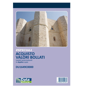 BLOCCO DISTINTA ACQUISTO CARTE VALORI 50/50COPIE AUTOR. 21,5X14,8CM DU1649C0000 COD. DU1649C0000