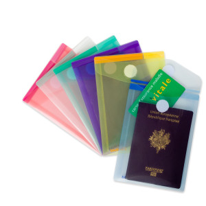 SET 6 BUSTE PP CON VELCRO F.TO VERTICALI 11.4X15.8CM COLORI ASSORTITI COD. B510249