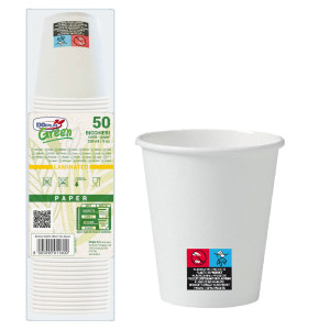 50 BICCHIERI IN CARTA 250ML CON MARCATURA S.U.P DOPLA GREEN COD. 07836