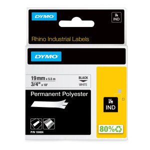 NASTRO POLIESTERE PERMANENTE 19MM X 5.5MTNERO SU BIANCO 18484 RHINO COD. S0718220