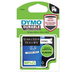 NASTRO DYMO TIPO D1 DURABLE (12MMX5.5MT) NERO/BIANCO 1978364 COD. 1978364
