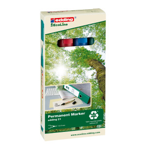 SET 4 MARCATORI PERMANENTI 21 ECOLINE P.CONICA COLORI ASSORTITI EDDING COD. 4-21-4