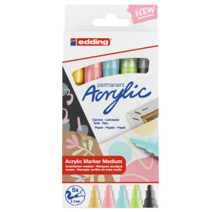 ASTUCCIO 5 MARCATORI ACRILICI EDDING 5100 MEDIUM FESTA COD. 4-5100-5-999
