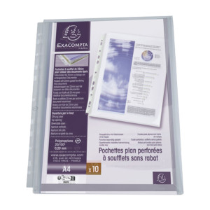 10 BUSTE FORATE C/SOFFIETTO IN PPL LISCIO A4 5507E EXACOMPTA COD. 5507E CONFEZIONE DA 5