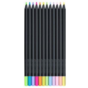 ASTUCCIO 12 MATITE TRIANGOLARI BLACK EDITION PASTEL E NEON FABER-CASTELL COD. 116410