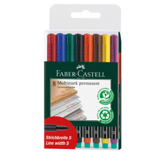 BUSTA 8 COLORI PENNARELLO MULTIMARK 0,4MM SUPERFINE FABER-CASTELL COD. 152309