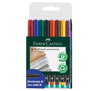 BUSTA 8 COLORI PENNARELLO MULTIMARK 1,0MM MEDIO FABER-CASTELL COD. 152509