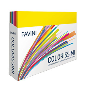 BOX DISPLAY 240 FOGLI CARTONCINO BRISTOL 50X70CM 200GR COLORI ASSORTITI FAVINI COD. A35X502