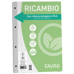 RICAMBI C/RINFORZO ECOLOGICO F.TO A4 100GR 40FG 4MM FAVINI COD. A474404