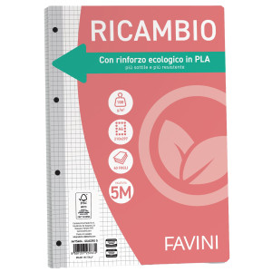RICAMBI C/RINFORZO ECOLOGICO F.TO A4 100GR 40FG 5MM FAVINI COD. A475404