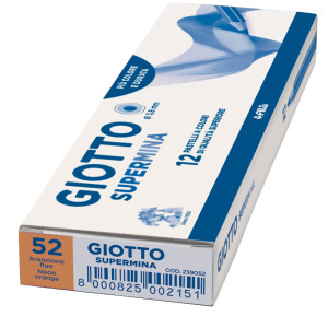 PASTELLO GIOTTO SUPERMINA MONOCOLORE ARANCIO FLUO 52 COD. 239052 CONFEZIONE DA 12