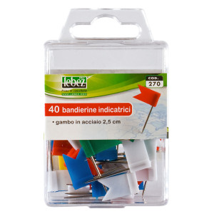 SCATOLA 40 SPILLI A BANDIERINA ASSORTITI ART.270 COD. 270