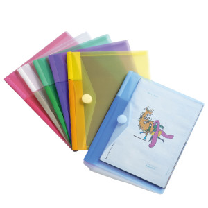 SET 6 BUSTE PP CON VELCRO 24X19CM COLORI ASSORTITI COD. B510259