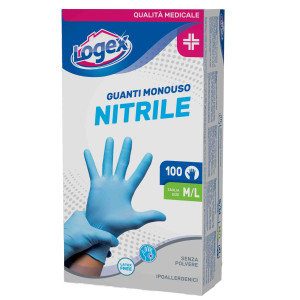 SCATOLA 100 GUANTI IN NITRILE NON TALCATO TG. M/L AZZURRO USO MEDICALE COD. 3476LXL