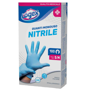 SCATOLA 100 GUANTI IN NITRILE NON TALCATO TG. S/M AZZURRO USO MEDICALE COD. 3476LXM