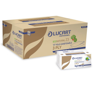 PACCO DA 198 ASCIUGAMANI PIEGATI A Z ECONATURAL LUCART PLASTIC FREE COD. 864075J CONFEZIONE DA 18
