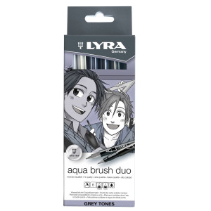 ASTUCCIO 6 PENNARELLI AQUA BRUSH DUO LYRA SCALA DI GRIGIO L6521063 COD. L6521063