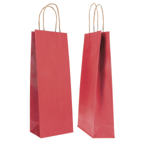 20 SHOPPERS CARTA BIOKRAFT 14X9X38CM PORTABOTTIGLIE ROSSO COD. 072222