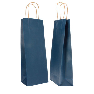 20 SHOPPERS CARTA BIOKRAFT 14X9X38CM PORTABOTTIGLIE BLU COD. 072246