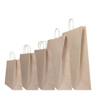 25 SHOPPERS CARTA BIOKRAFT 22X10X29CM TWISTED SABBIA COD. 074363