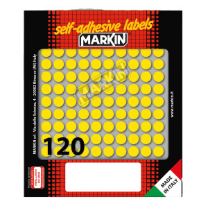 ETICHETTA ADESIVA GIALLO TONDA D10MM (10FOGLI X 120ETICHETTE MARKIN COD. X10004GI