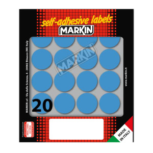 ETICHETTA ADESIVA BLU TONDA D27MM (10FOGLI X 20ETICHETTE MARKIN COD. X10008BL
